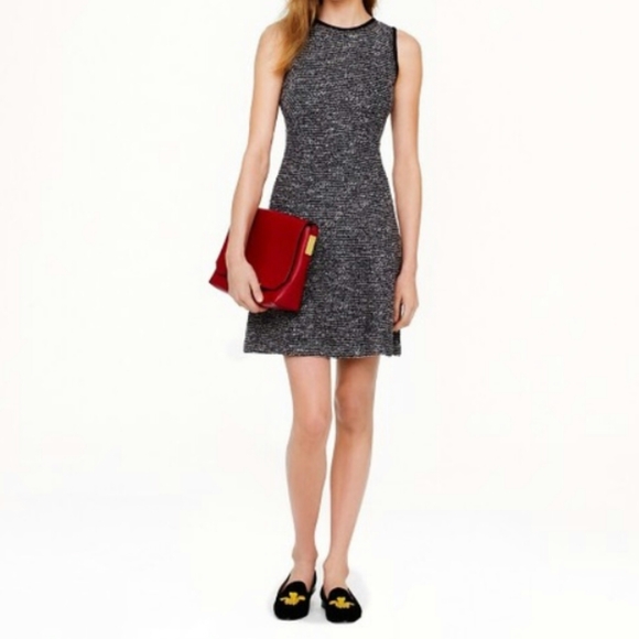 J.CREW SLEEVELESS GRAY KNIT TWEED FLARE DRESS - Picture 1 of 8